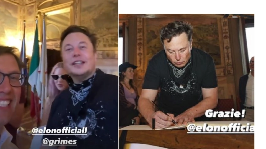Elon Musk a Firenze con il sindaco Nardella (dall'Instagram del primo cittadino)