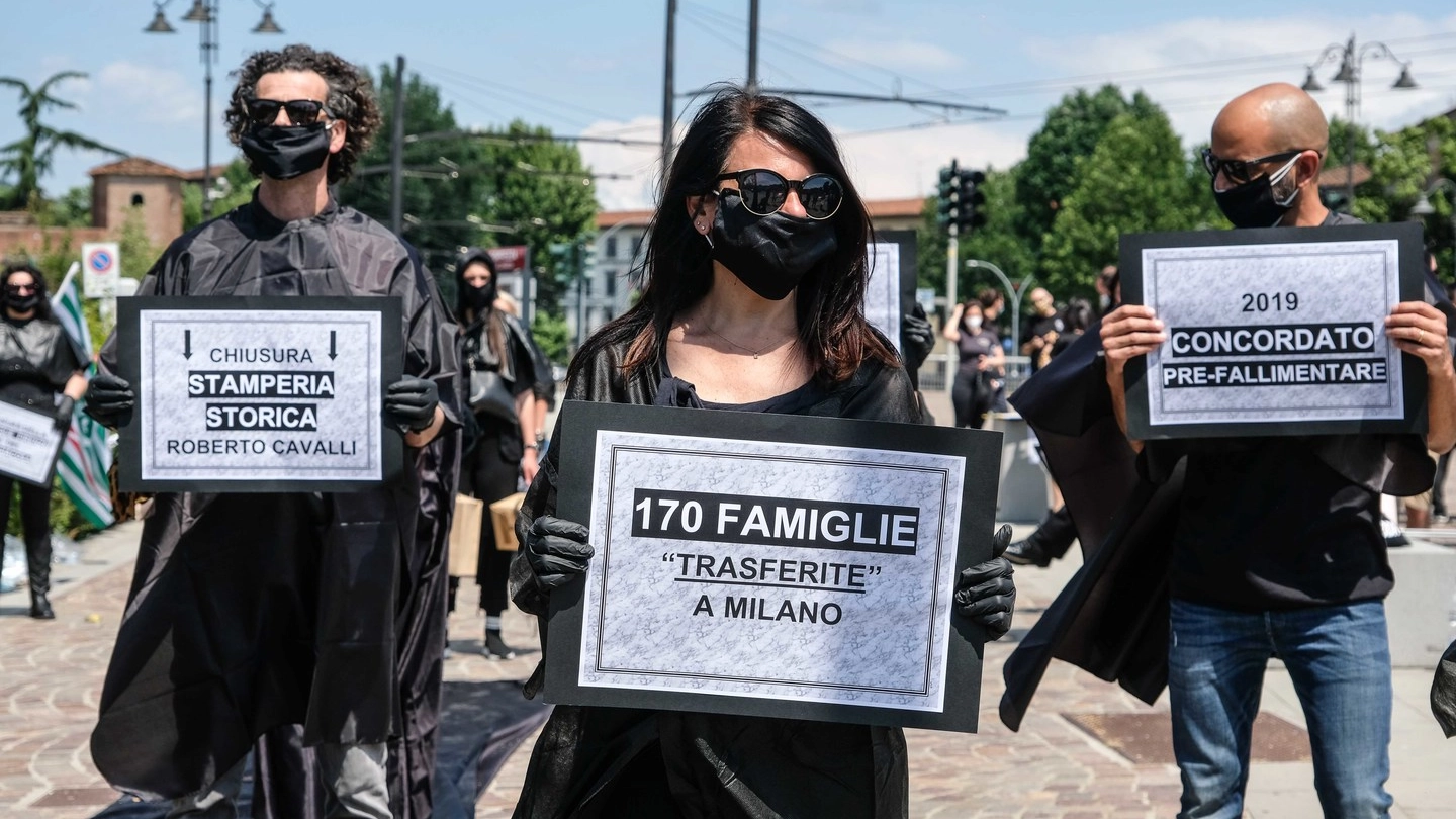 Firenze, una recente manifestazione dei dipendenti di Cavalli