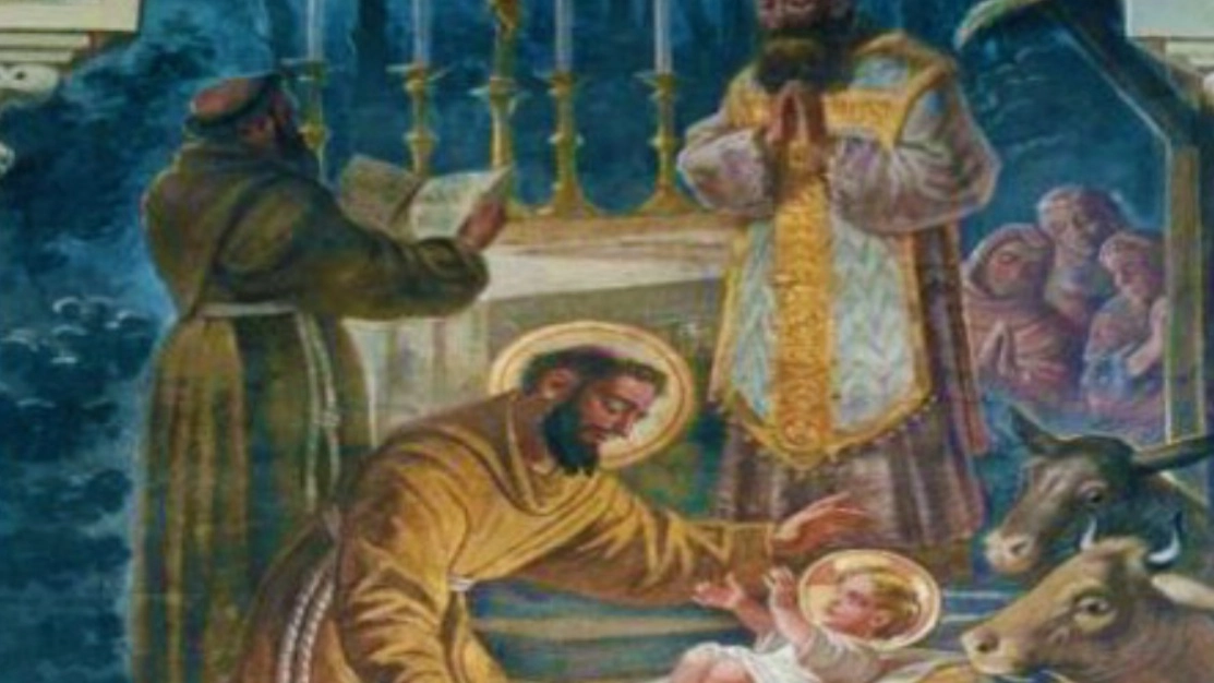 Un'immagine di San Francesco e del suo presepe