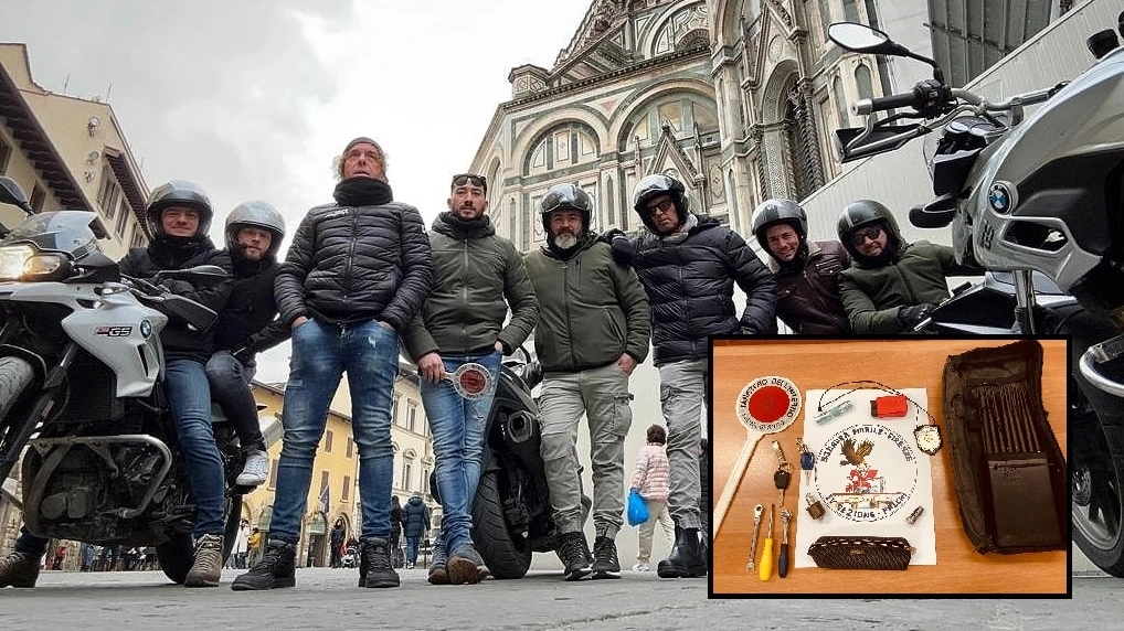 I Falchi della Squadra Mobile e, nel riquadro, il jammer I Falchi della Squadra Mobile e, nel riquadro, il jammer
