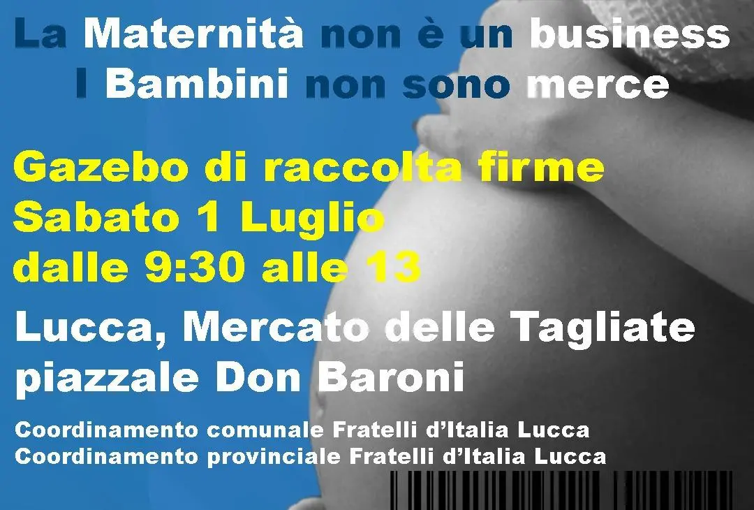 Fratelli d'Italia lancia raccolta firme contro l'utero in affitto, appuntamento a Lucca.