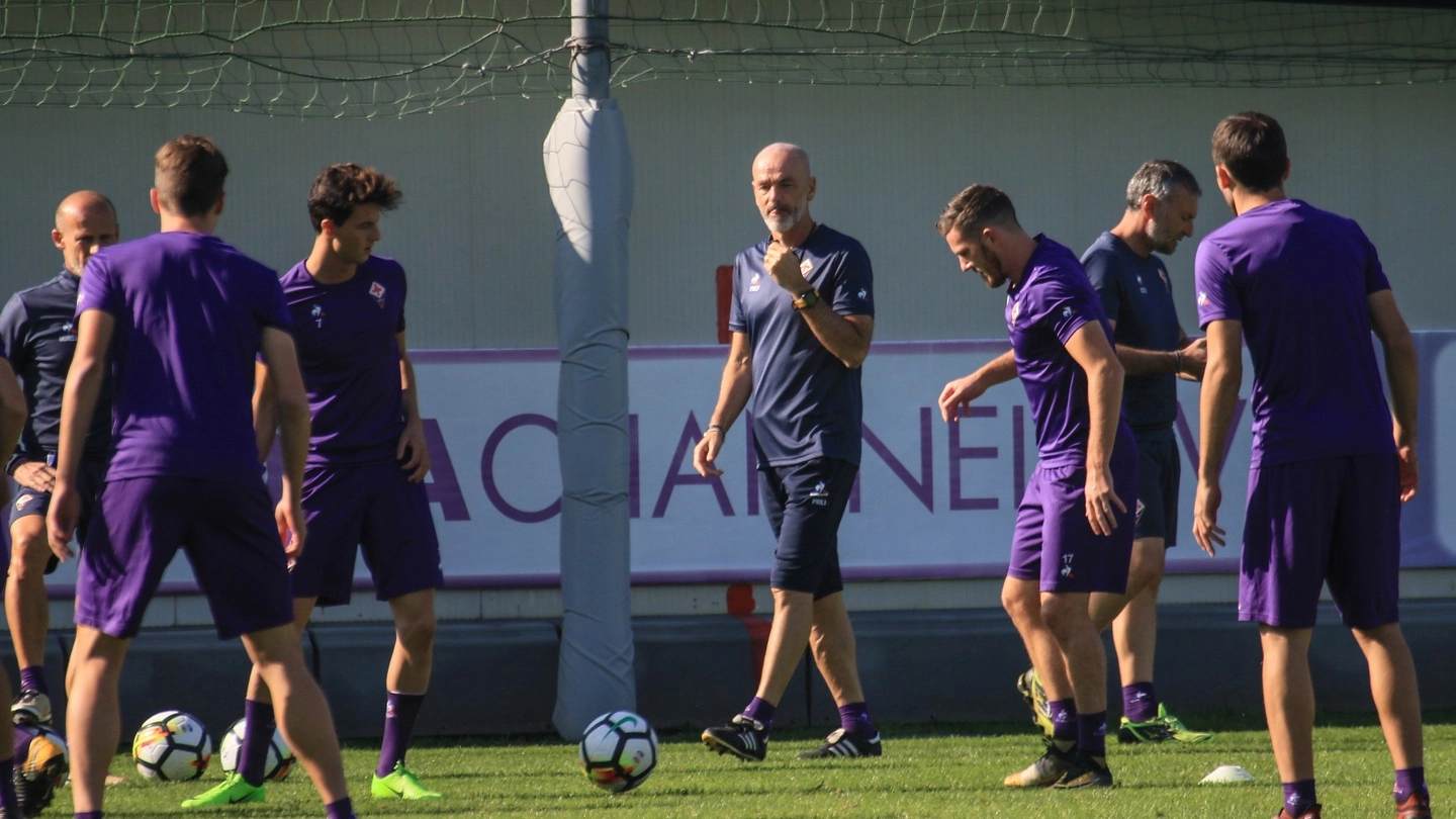 Fiorentina, Pioli dirige l'allenamento (Germogli)