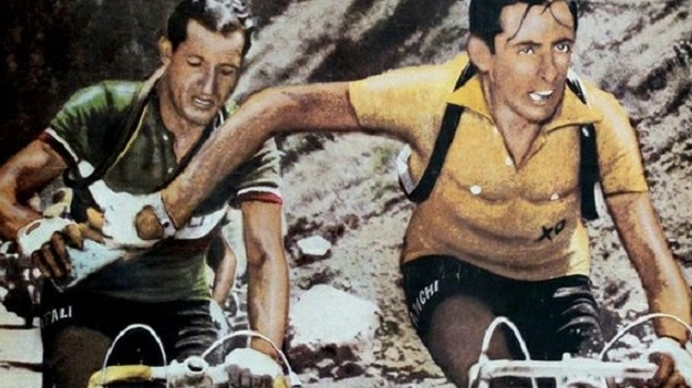 Fausto Coppi e Gino Bartali in uno scatto diventato simbolo dello sport italiano