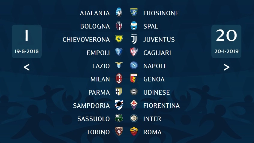 Calendario Serie A 18/19: la prima giornata