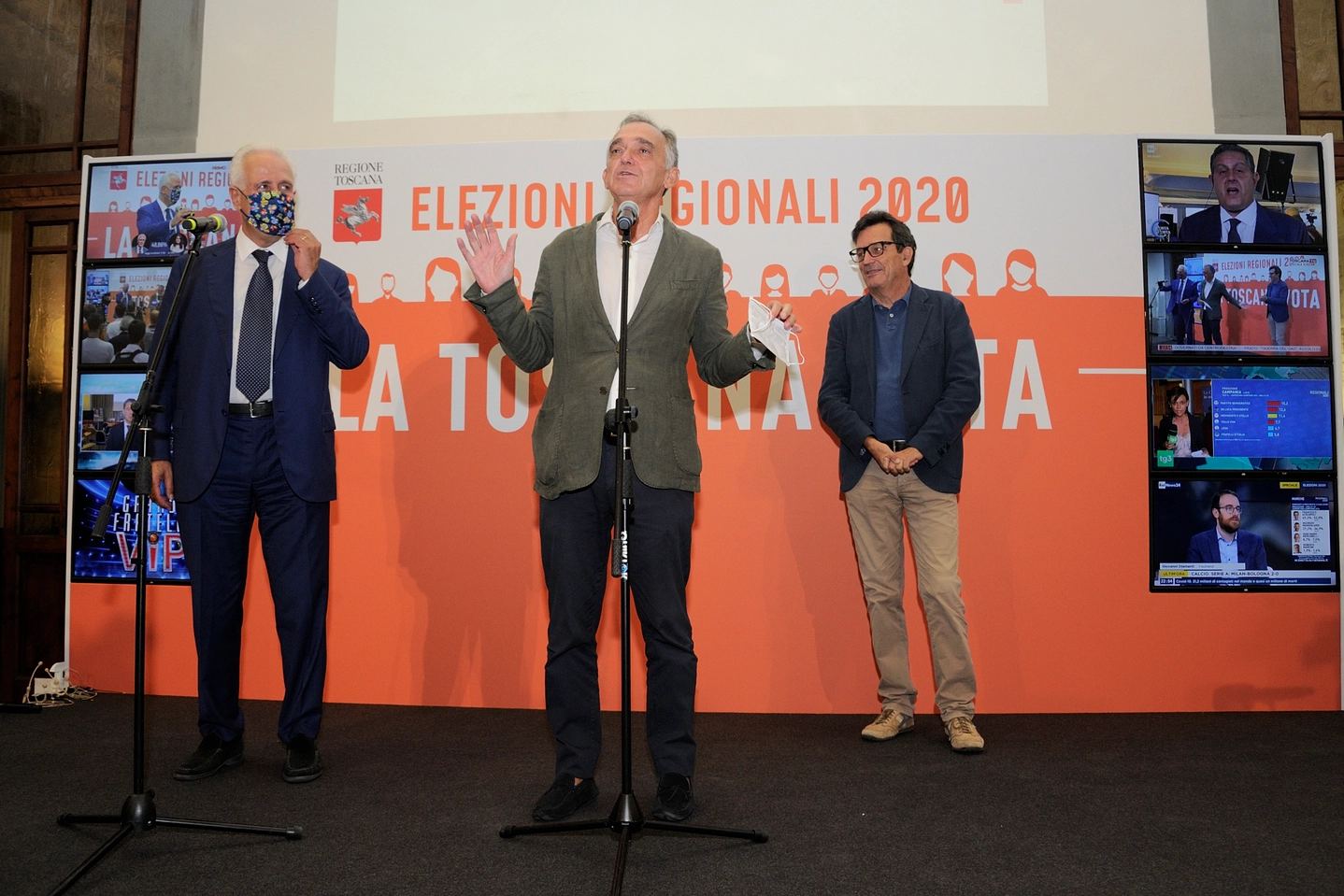 Da sin. Giani, Rossi e Martini, ultimi tre presidenti di Regione (New Press Photo)