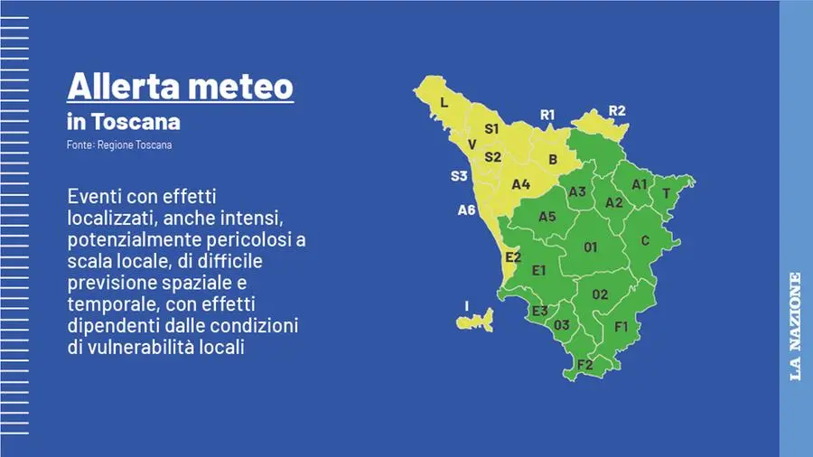 Meteo Toscana, allerta gialla: vento, pioggia. Neve in montagna