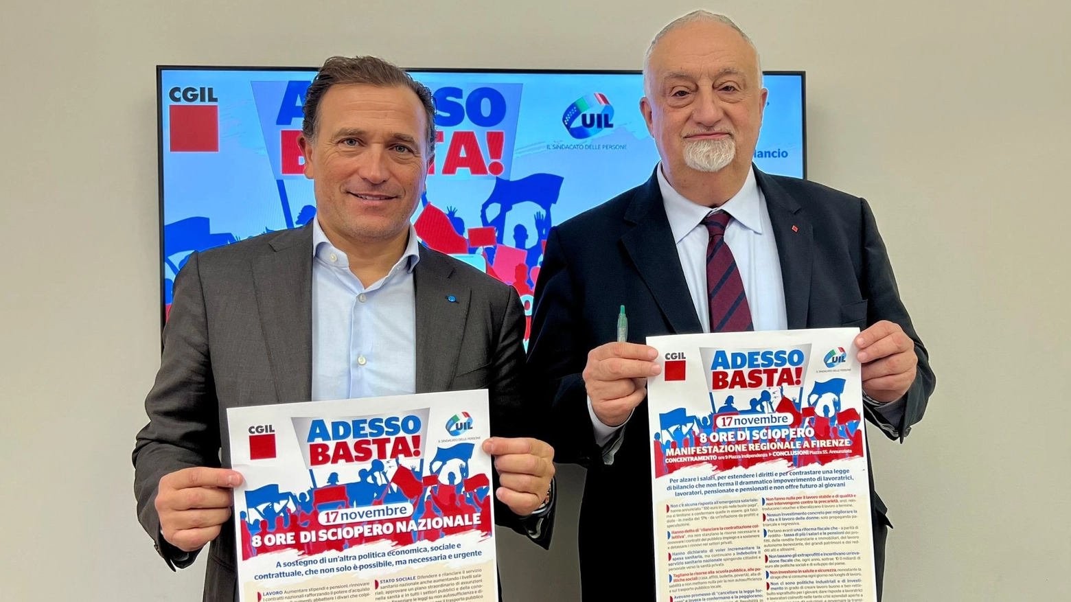I segretari generali di Uil e Cgil Toscana, Fantappiè e Rossi