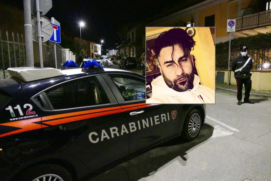 I carabinieri sul luogo dell'omicidio (Attalmi); nel riquadro la vittima, Gianni Avvisato