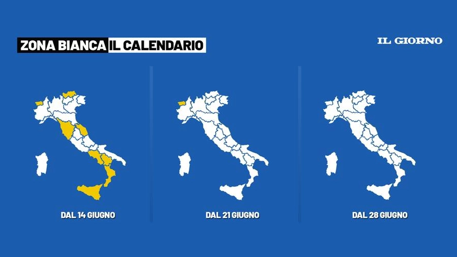 Italia, il calendario delle zone bianche