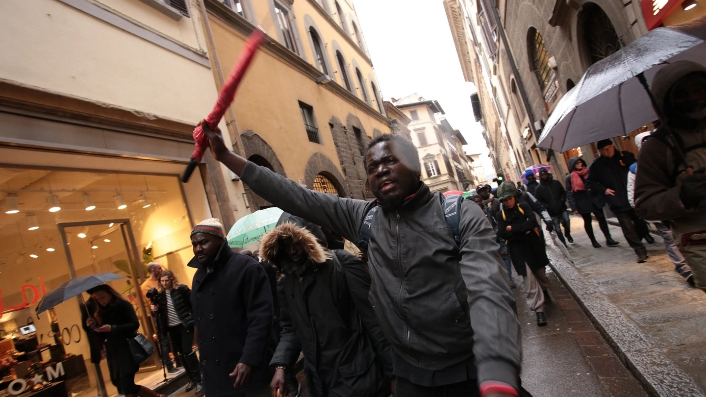 La protesta dei senegalesi (Giuseppe Cabras / New Press Photo)
