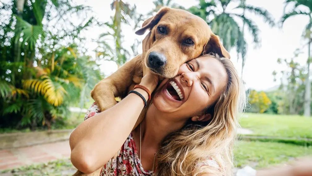 Una donna e il suo cane (foto Ansa) 