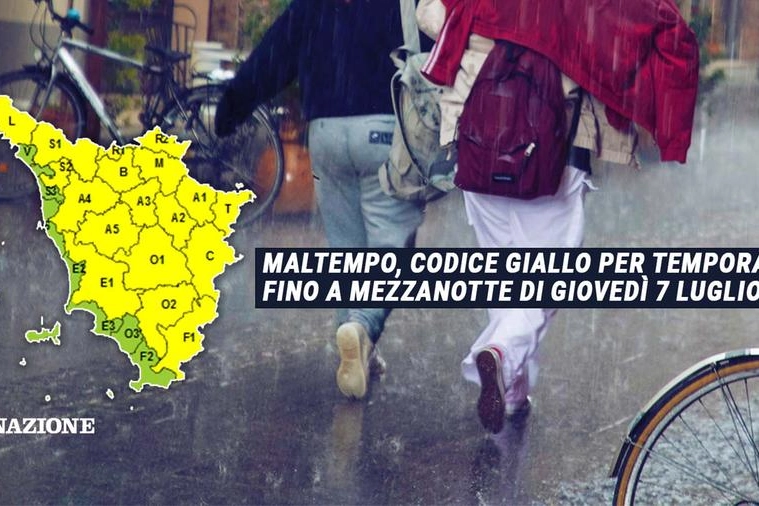 Codice giallo per il maltempo in Toscana, allerta fino a giovedì 7 luglio