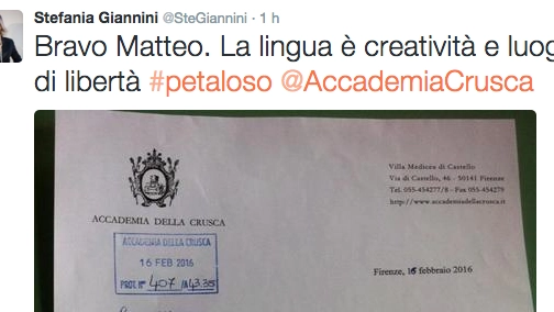 Il tweet del ministro Giannini