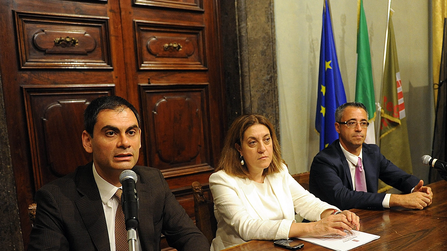 Da sinistra il presidente del Polo, Antonio Alunni; la governatrice Catiuscia Marini e il vicepresidente del Polo, Antonio Baldaccini