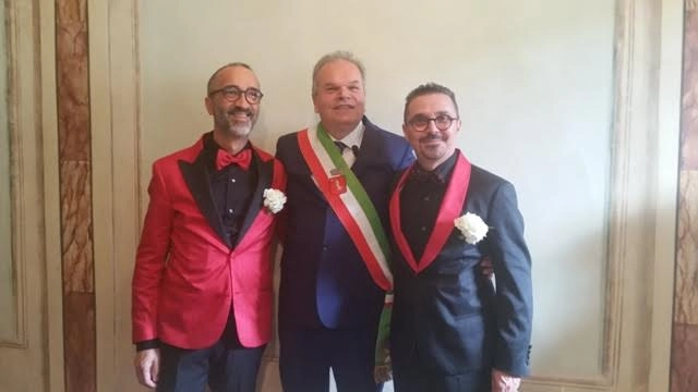 Il sindaco Lorenzini con Giovanni Parrillo e Stefano D'Alatri 
