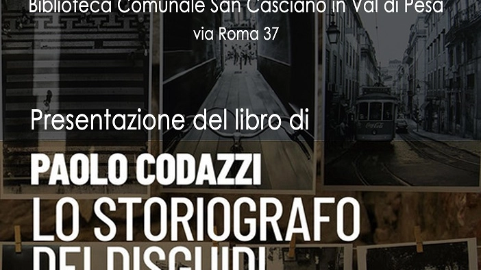 La locandina della presentazione, con la copertina del nuovo libro di Paolo Codazzi