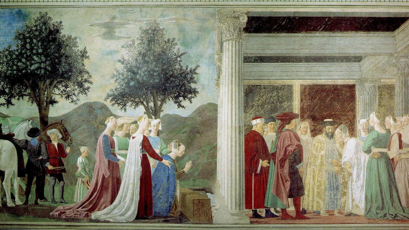 Un affresco delle Storie della vera Croce di Piero della Francesca 