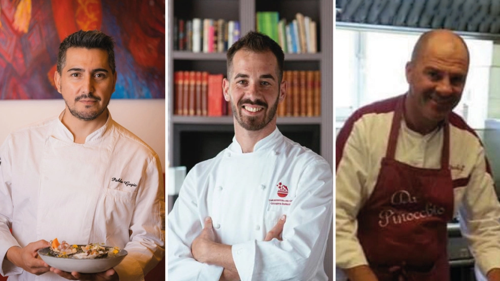 Gli chef Pablo Gugic, Giuseppe Papallo e Paolo Zoppi