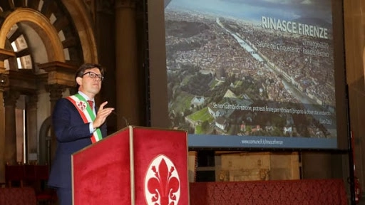 Il sindaco Dario Nardella durante la presentazione di 'Rinasce Firenze'