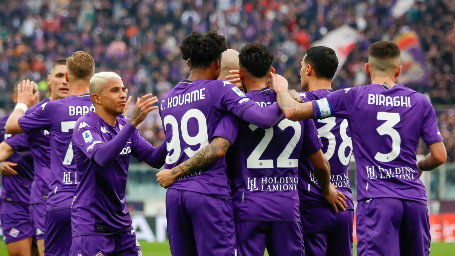 L'esultanza viola dopo il vantaggio
