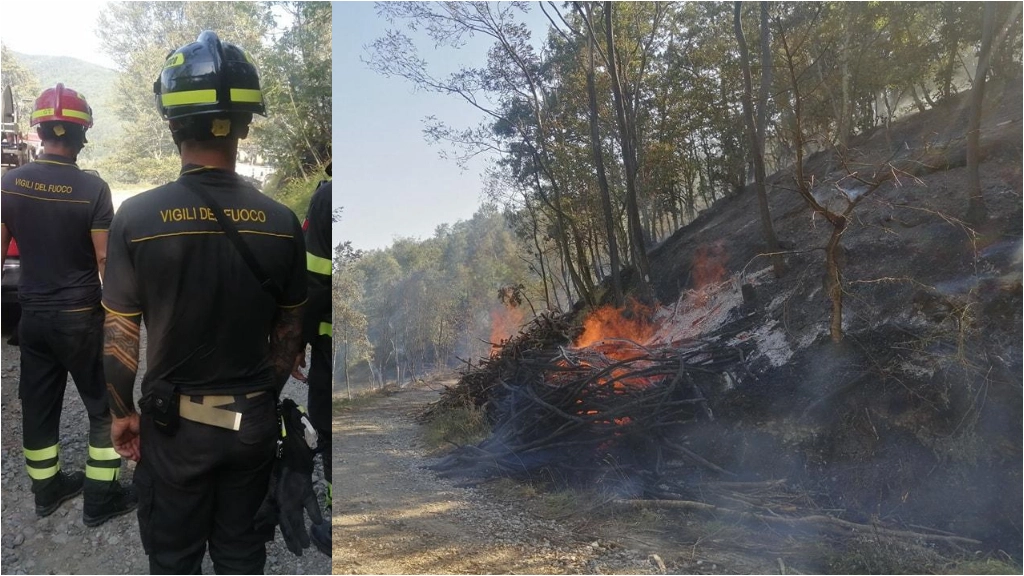 L'incendio e l'intervento dei vigili del fuoco (Dal profilo Fb del sindaco di San Marcello Piteglio Luca Marmo)