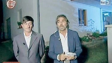 Il marito di Guerrrina (a sinistra) in televisione