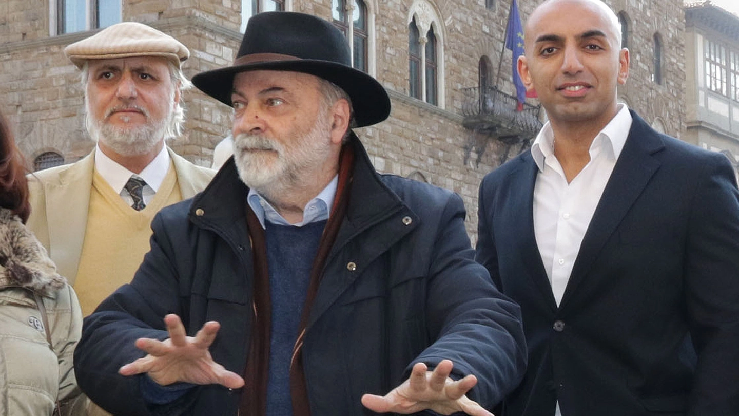 Gaetano Santonocito, Graziano Cioni e Mustafa Watte in piazza Signoria