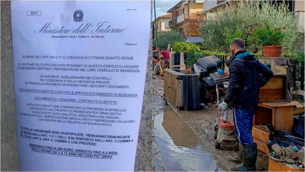 Il falso volantino affisso sulle porte delle case