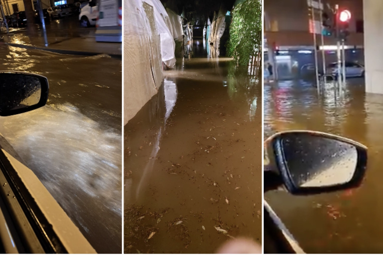 Tre momenti del nubifragio di Cecina (Da Facebook)
