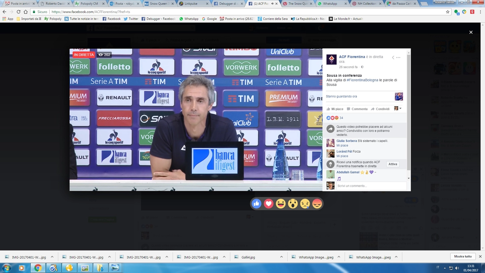 Paulo Sousa nella conferenza stampa prima di Fiorentina-Bologna