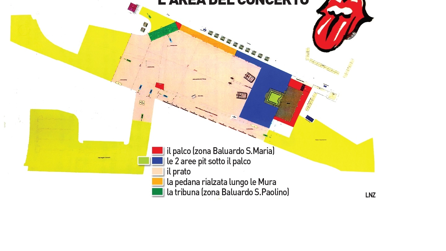 Rolling Stones a Lucca, l'area del concerto