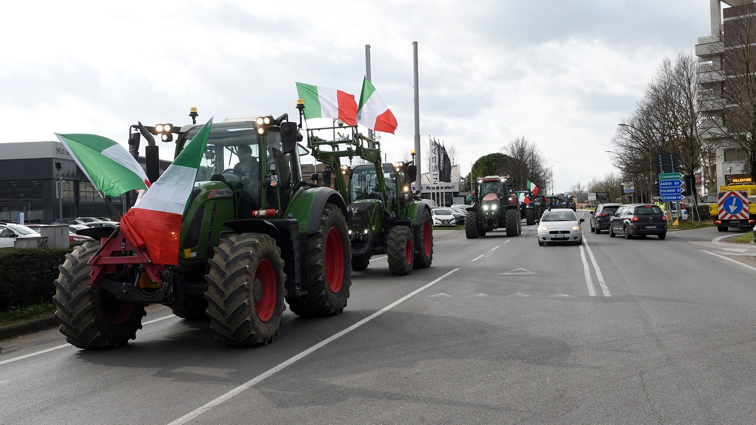 La protesta dei trattori a Perugia (Foto Crocchioni)