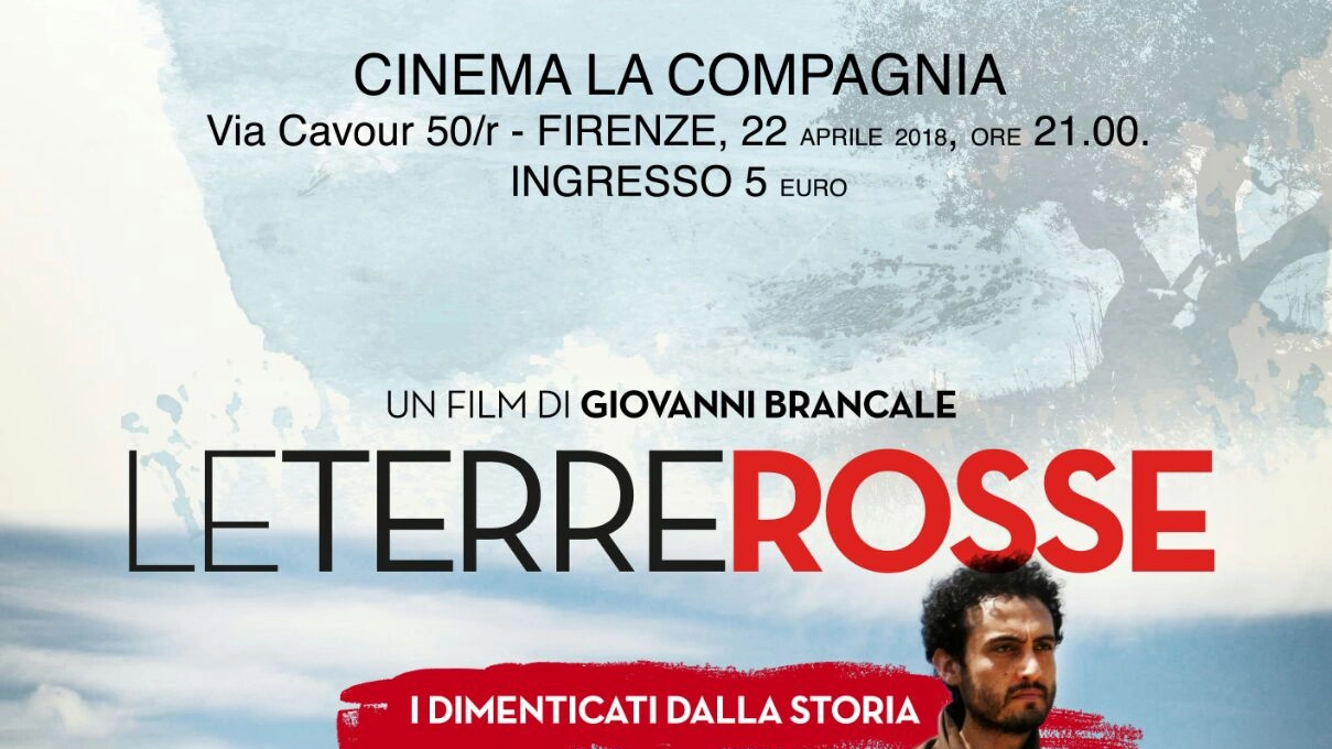 La locandina della proiezione de 'Le terre rosse' al Cinema della Compagnia a Firenze