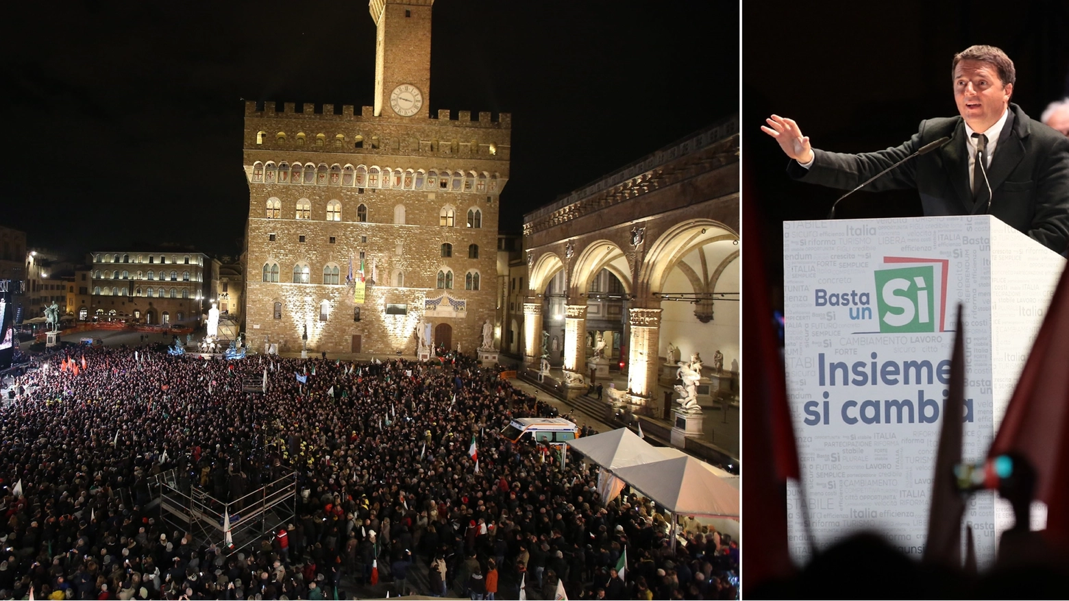 Renzi sul palco e la piazza (New Press Photo)