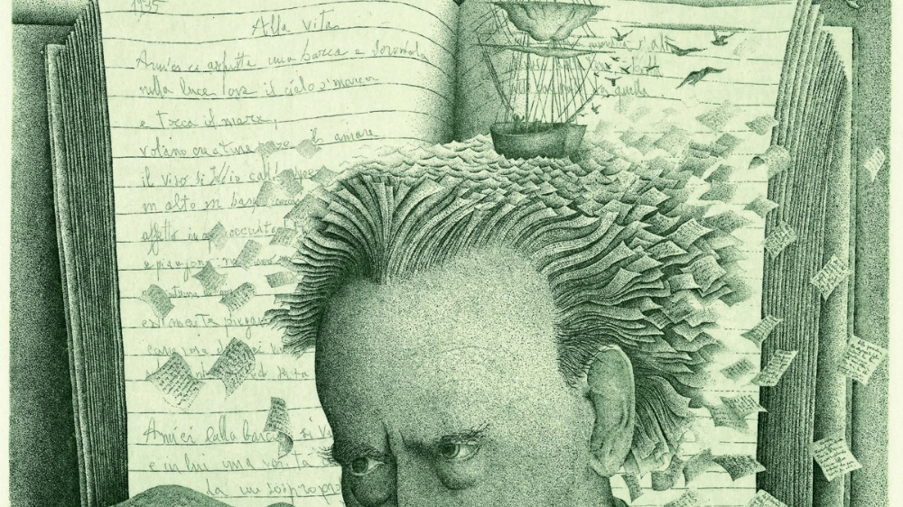 Mario Luzi in una incisione di Pietro Paolo Tarasco