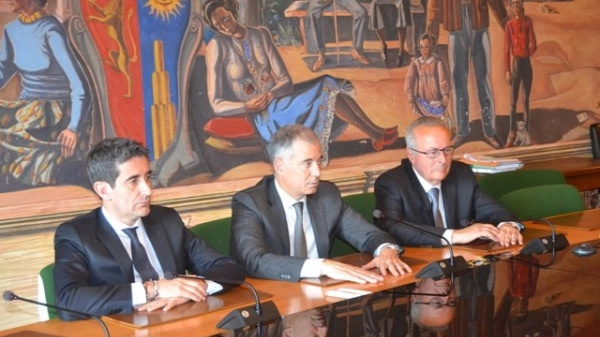 I vertici (il dg Piacenti, il presidente Bandini e l'ad Gronchi)
