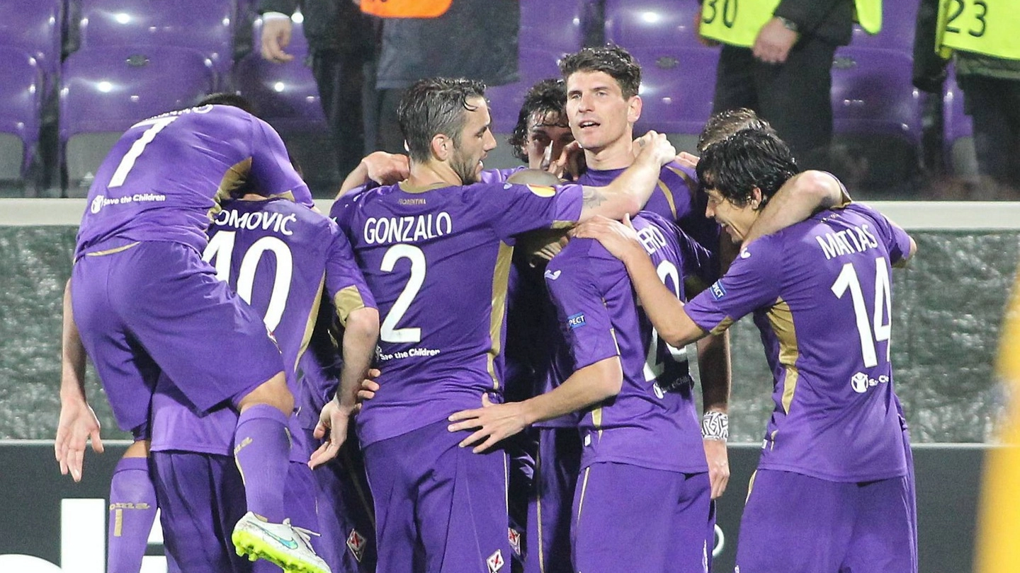 Festa dopo il gol di Gomez (foto Germogli)