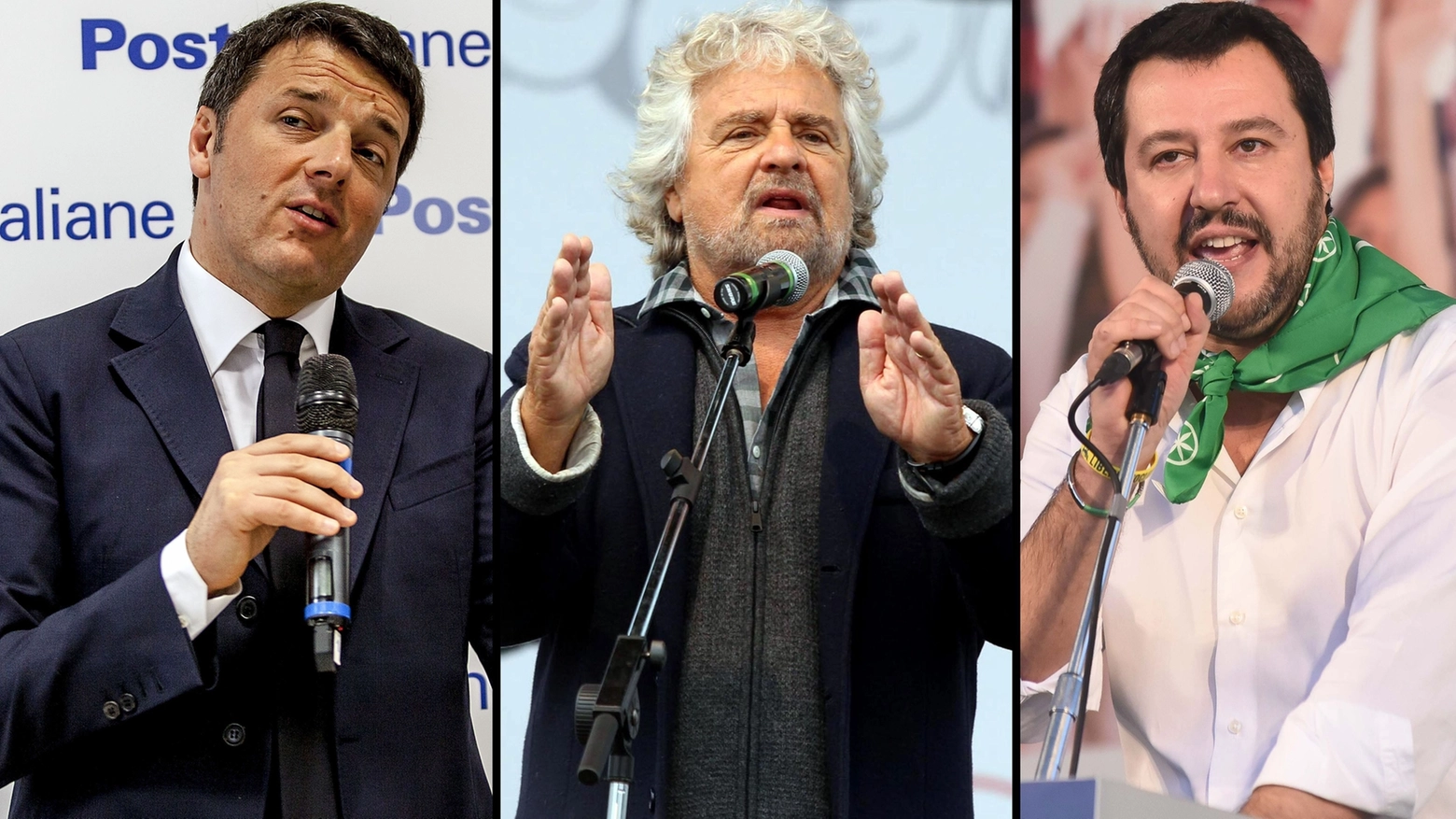 Combo: Renzi, Grillo, Salvini