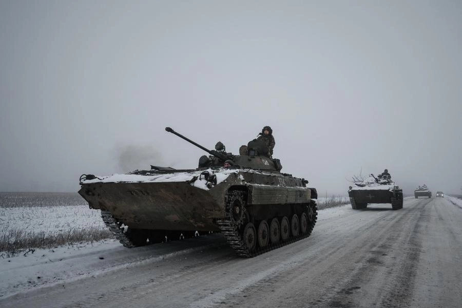 Un carro armato ucraino nel Donetsk, 30 gennaio 2023 (Ansa)