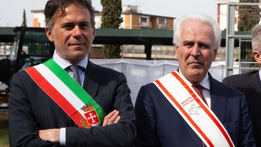 Da sinistra il sindaco di Pisa, Michele Conti e Eugenio Giani, presidente della Regione