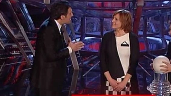  Maria Cristina Sparanide insieme  a Fabrizio Frizzi durante il programma in tv