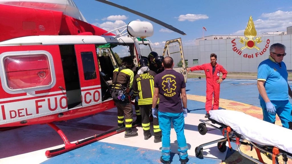 L'elicottero all'arrivo in ospedale