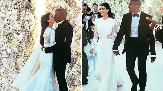 Kim Kardashian e Kanye West durante il matrimonio a Firenze