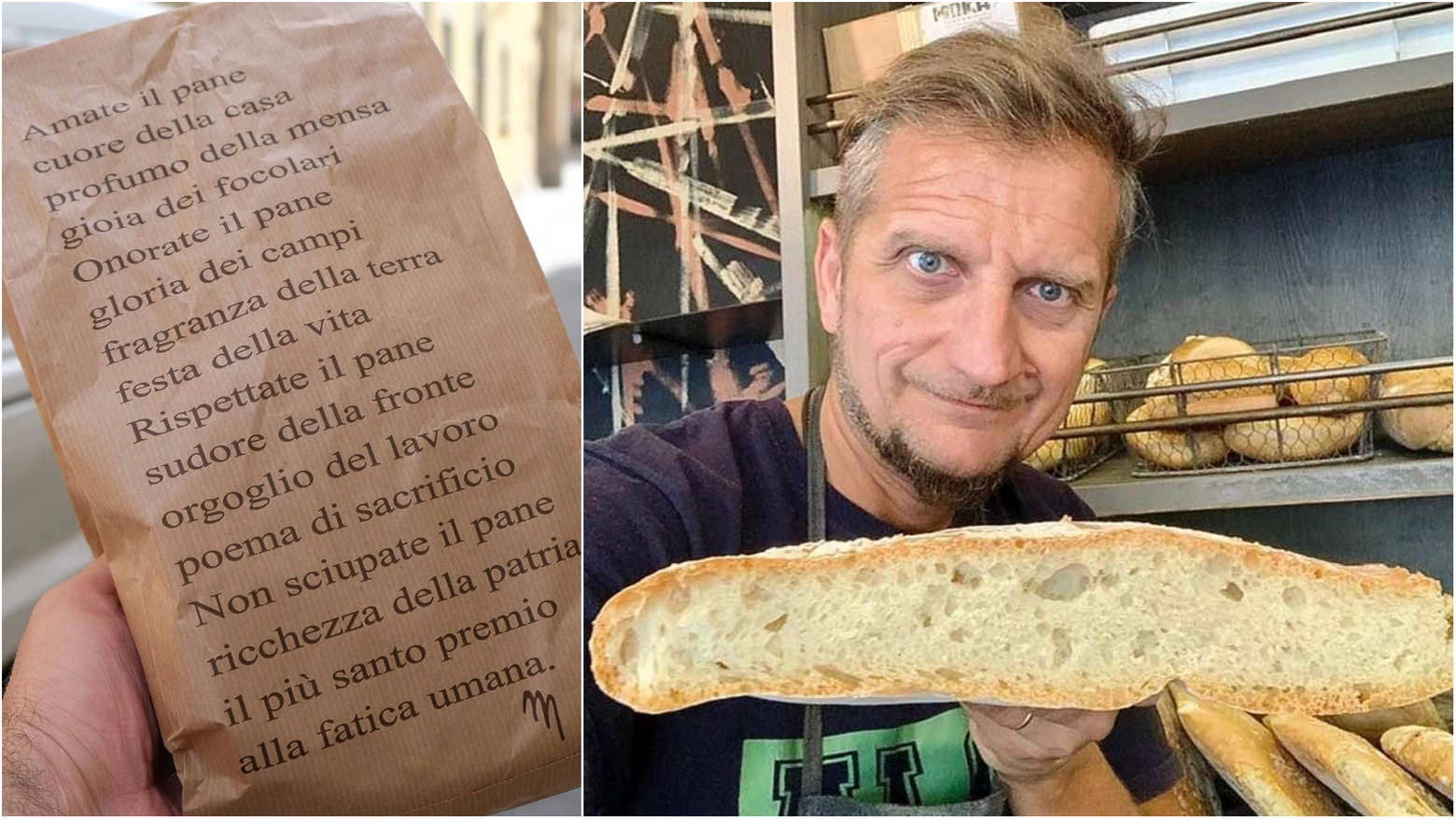 La busta con la poesia di Mussolini e Andrea Angoli, gestore di una delle due attività nella bufera