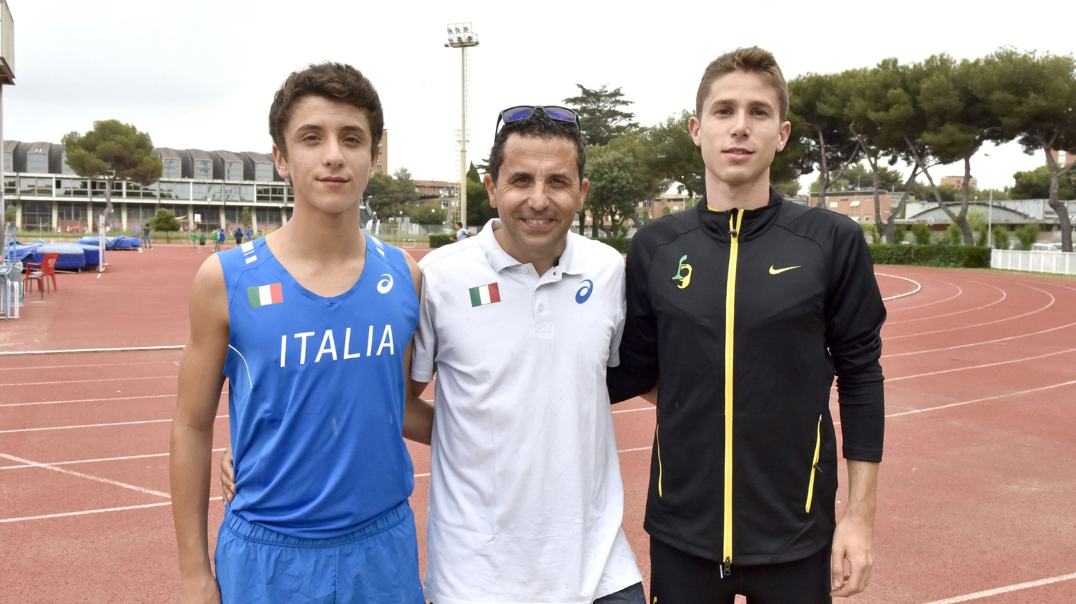 Davide Finocchietti e Gianluca Picchiottino con l'allenatore Massimo Passoni (Novi)