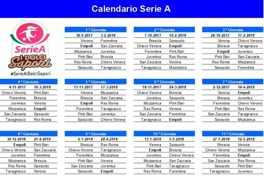 Calcio femminile, il calendario della Serie A 2017/2018