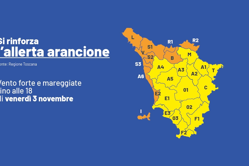 Allerta meteo arancione in Toscana: attesi venti molto forti