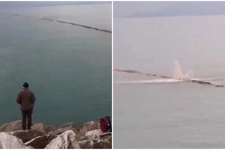 Il video dei pescatori con la falla