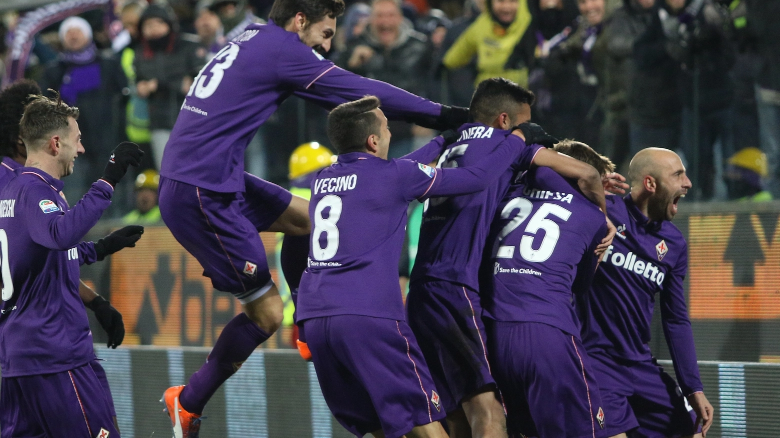 Fiorentina-Juventus 2-1. Esultanza viola (Foto Germogli)