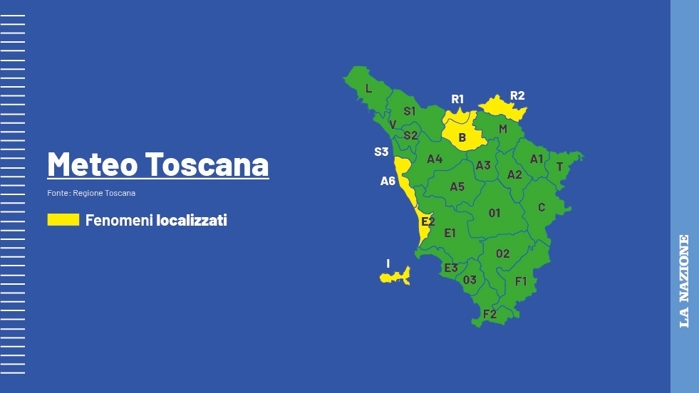 Perturbazione in transito in Toscana: codice giallo per pioggia, vento e mareggiate Perturbazione in transito in Toscana: codice giallo per pioggia, vento e mareggiate